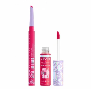 NYX Professional Makeup Bridgerton Royal Treasures Lip Kit 03 Lippen-Make-up-Set Royal Butter Gloss Summer Fruit 8 ml + Royal Lip Liner Rumour Has It 0,33 g