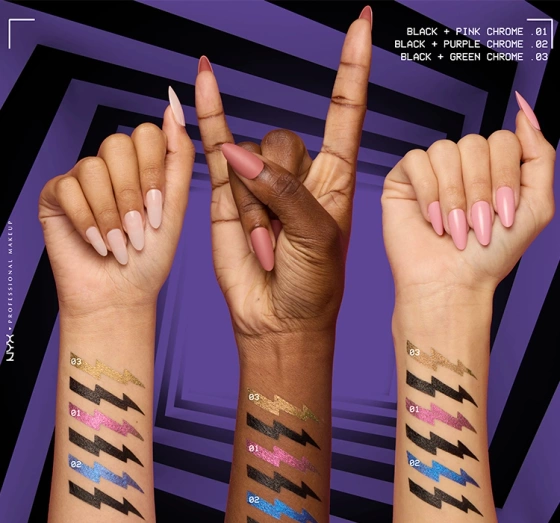 Kliknij na zdjęcie, aby je powiększyć NYX Professional Makeup x Beetlejuice zweiseitiger Eyeliner 02 Black + Purple Chrome 0,1g + 0,4ml