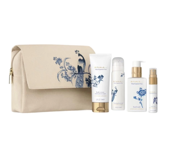 Rituals Amsterdam Collection Tulip & Japanese Yuzu Reiseset mit Kosmetiktasche  Duschschaum + Handcreme + Körpercreme + Duftnebel 