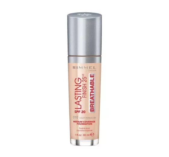 Kliknij na zdjęcie, aby je powiększyć RIMMEL LASTING FINISH 25H BREATHABLE FOUNDATION GRUNDIERUNG 010 LIGHT PORCELAIN