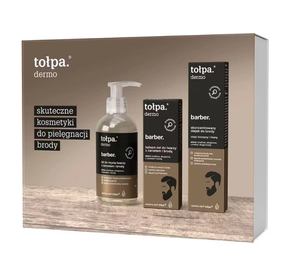 Kliknij na zdjęcie, aby je powiększyć TOŁPA. DERMO BARBER. GESCHENKSET FÜR MÄNNER GEL + LOTION + BARTÖL