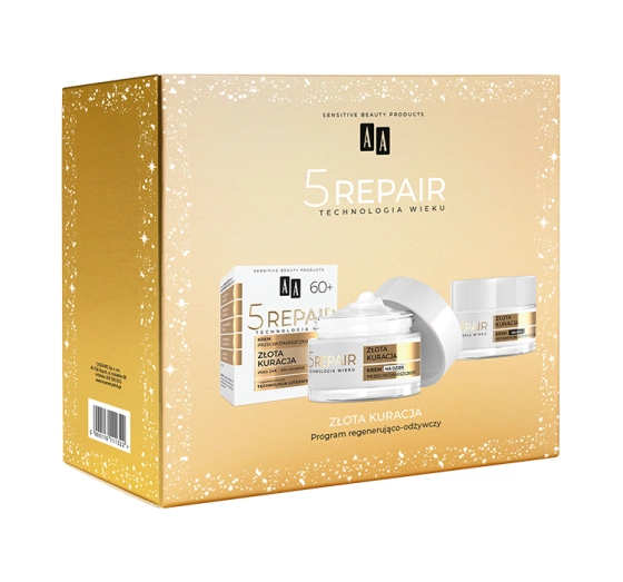 Kliknij na zdjęcie, aby je powiększyć AA 5Repair Goldene Kur 60+ Geschenkset für Gesichtspflege 60+ Tagescreme 50 ml + Nachtcreme 50 ml