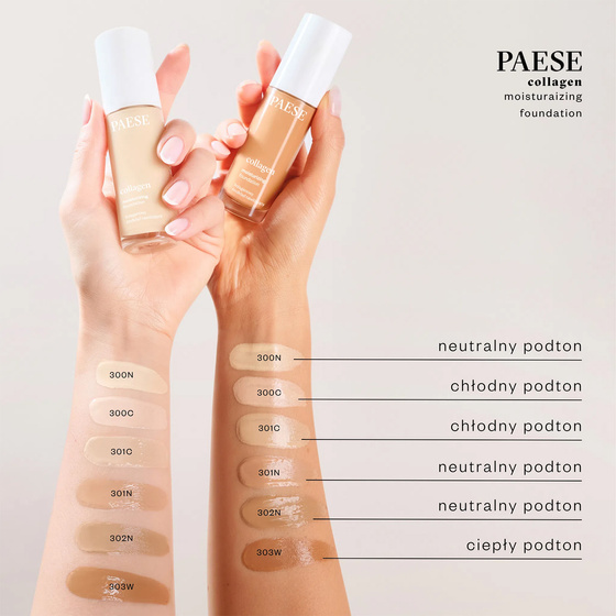 Paese Collagen – feuchtigkeitsspendende Kollagen-Gesichtsgrundierung mit Pumpe 302N Beige 30 ml