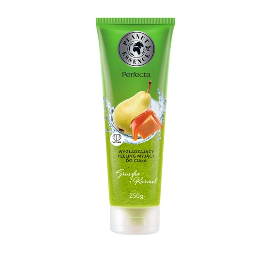 Perfecta Planet Essence Glättendes Duschpeeling für Körper Birne & Karamell 250g