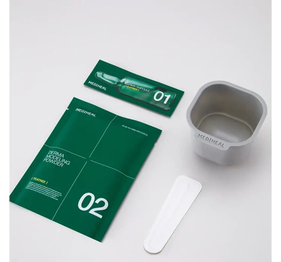 Kliknij na zdjęcie, aby je powiększyć Mediheal Derma Modeling Pack Teatree Calming Gesichtspflege-Set Algenmaske 28 g + Serum 2 ml