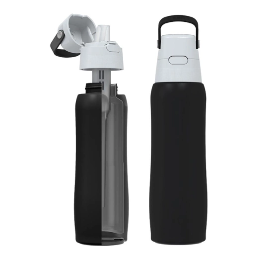Dafi Solid Steel Cold Thermische Filterflasche mit Aktivkohlefilter 0,5 l Schwarz