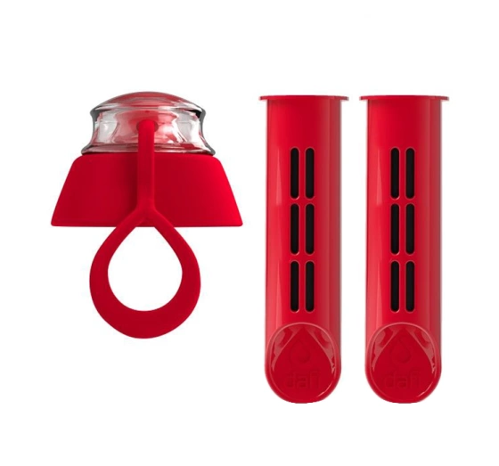 Dafi Soft 2 x Aktivkohlefilter + Verschlusskappe für Wasserflasche Rot 