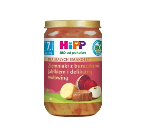 HiPP Bio Menü nach dem 7. Monat Kartoffeln mit Roter Beete, Apfel und zartem Rindfleisch 220g