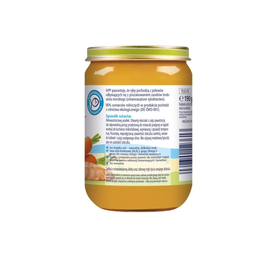 HiPP Bio Menü nach dem 5. Monat – Karotten mit Kartoffeln und Lachs 180g