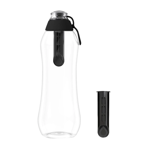 Kliknij na zdjęcie, aby je powiększyć Dafi Soft Wasserflasche 0,7 l Schwarz + 2 Aktivkohlefiltern