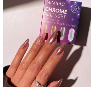 Semilac Chrome Nails Set Gepresste Puderpalette Chrome 01 + Top No Wipe 7 ml