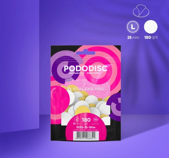 Staleks Pro Pododisc Austauschbare Schleifpads für Pododisc auf weicher Basis L/25 mm 180 grit 50 Stück