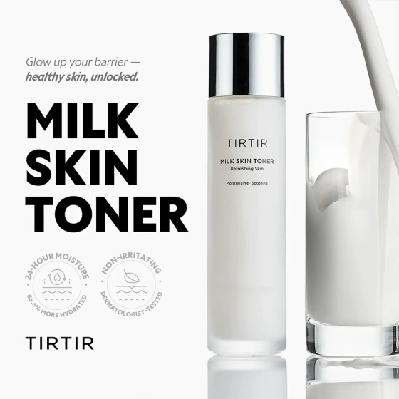 TIRTIR Milk Skin Toner – feuchtigkeitsspendendes Gesichtswasser auf Milchbasis mit Reisextrakt, 50 ml
