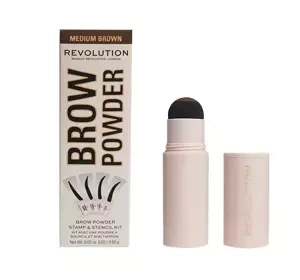MAKEUP REVOLUTION BROW POWDER AUGENBRAUENSET STEMPEL + SCHABLONEN MEDIUM BROWN