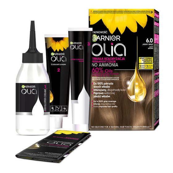 GARNIER OLIA PERMANENTE HAARFARBE OHNE AMMONIAK 6.0 HELLES BRAUN
