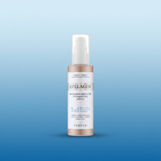 Enough Collagen Whitening Moisture Foundation 3in1 – feuchtigkeitsspendende Gesichtsgrundierung mit Kollagen, LSF 15, 23, 100 ml