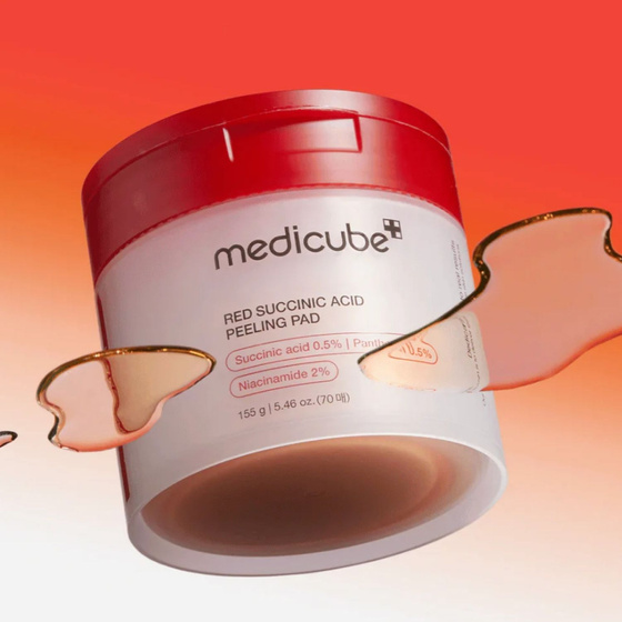Kliknij na zdjęcie, aby je powiększyć Medicube Red Succinic Acid Peeling Pad – Peeling-Pads für das Gesicht mit Bernsteinsäure, 70 Stück