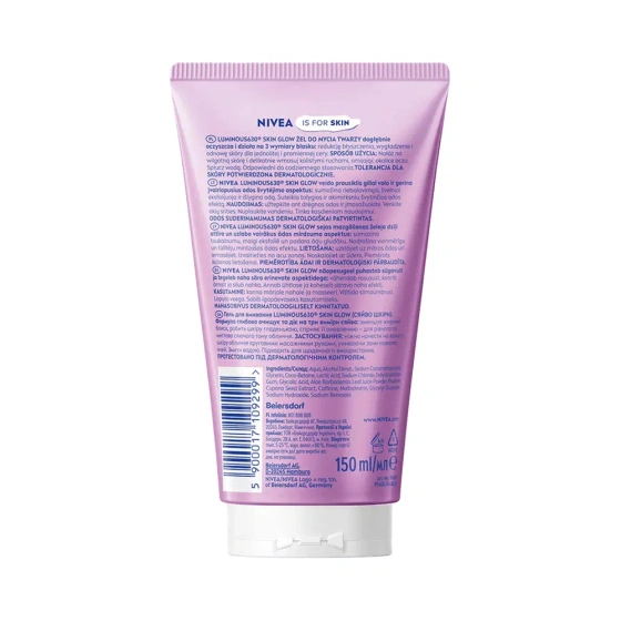 NIVEA Luminous630 Skin Glow Aufhellendes Gesichtsreinigungsgel 2% AHA, Aloe und Guarana 150 ml