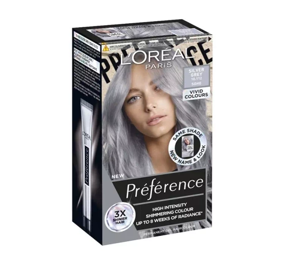 Kliknij na zdjęcie, aby je powiększyć LOREAL PREFERENCE VIVID COLOURS HAARFARBE 10.112 SILVERGREY