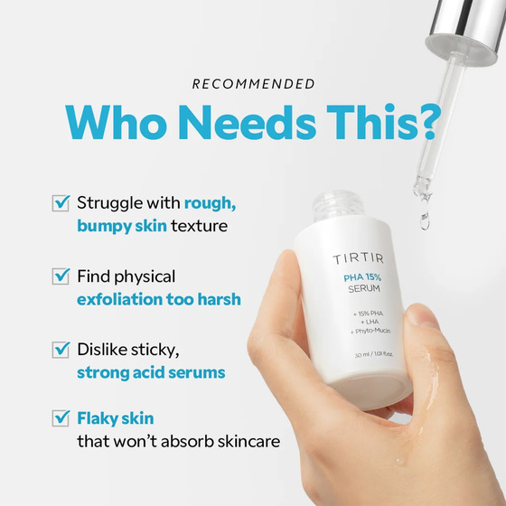 TIRTIR Feuchtigkeitsserum mit Peeling-Effekt, 15 % PHA, 30 ml