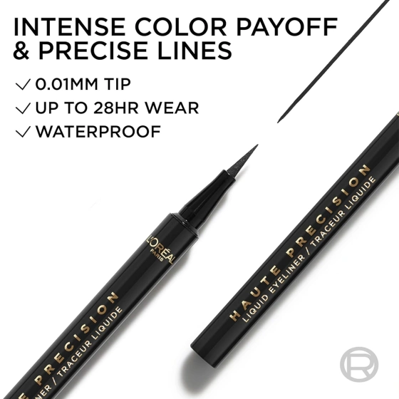 L'Oréal Paris Haute Precision Wasserfester flüssiger Eyeliner im Stift 010 Black Silk / Noir Silk 1 ml