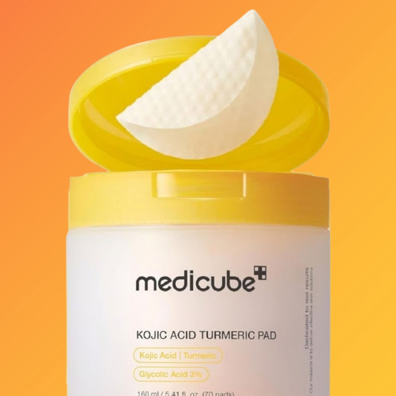 Medicube Kojic Acid Kojic Acid Turmeric Pad – aufhellende Gesichts-Tonisierungspads gegen Hautverfärbungen mit Kojisäure, 70 Stück