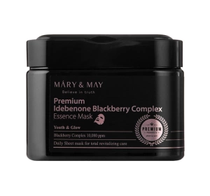 Mary&May Premium Idebenone Blackberry Complex Essence Mask – Set mit 20 Anti-Falten-Gesichtsmasken