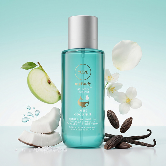 Kliknij na zdjęcie, aby je powiększyć Yope Natur-Spray für Körper und Haare mit Hyaluronsäure „Blue Coconut“ 200 ml