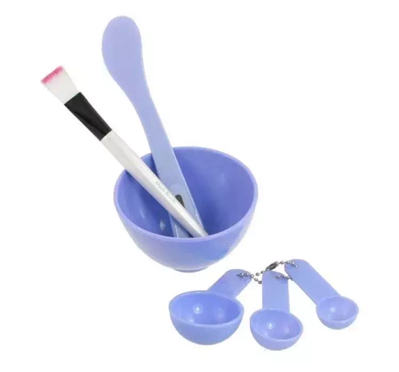 SET ZUR BEHANDLUNGEN MIT MASKEN ALGEN LEHM SCHÜSSEL SPATEL PINSEL 3 MESSBECHER