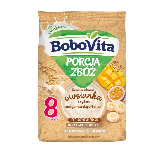 BoboVita Porcja Zbóż Milch-Haferbrei Mango-Maracuja-Banane 210g