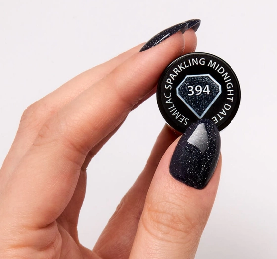 SEMILAC HYBRIDLACK LOVE IS IN THE NAILS 394 SPARKLING MIDNIGHT DATE 7ML