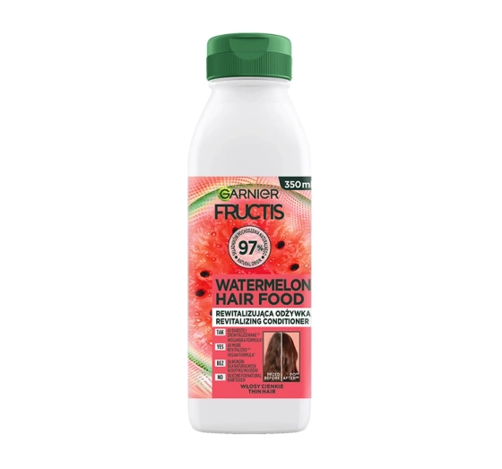 Kliknij na zdjęcie, aby je powiększyć GARNIER FRUCTIS HAIR FOOD WATERMELON REVITALISIERENDE SPÜLUNG FÜR FEINES HAAR 350ML