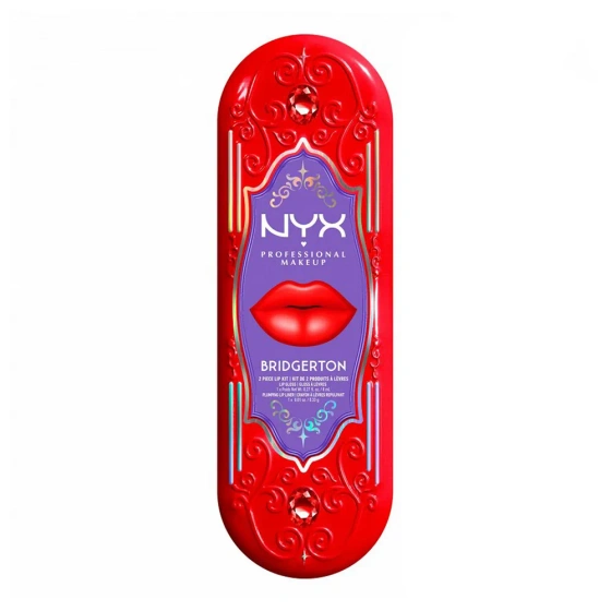 NYX Professional Makeup Bridgerton Royal Treasures Lip Kit 04 Lippen-Make-up-Set Royal Butter Gloss Rouge Romance 8 ml + Royal Lip Liner Flirt Alert 0,33 g