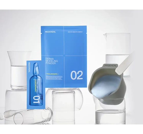 Kliknij na zdjęcie, aby je powiększyć Mediheal Derma Modeling Pack Hyaluronate Moisture Gesichtspflege-Set Algenmaske 28 g + Serum 2 ml