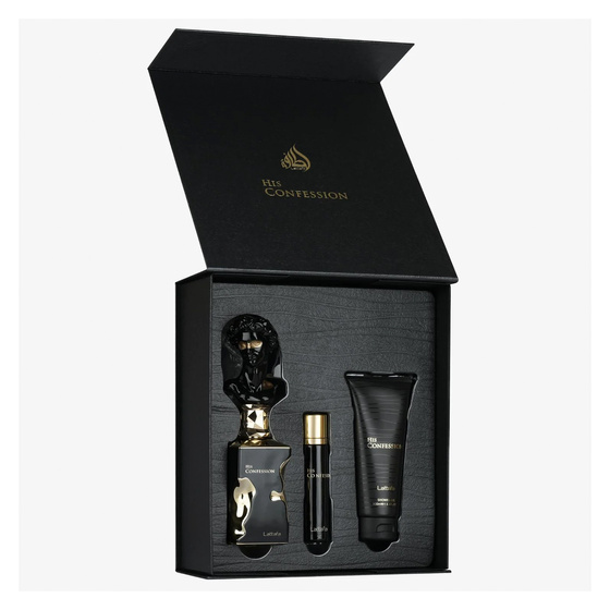 Lattafa „His Confession“ Eau de Parfum Spray 100 ml + 12 ml + Duschgel 100 ml