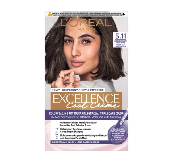 Kliknij na zdjęcie, aby je powiększyć LOREAL EXCELLENCE COOL CREME HAARFARBE 5.11 ULTRA-ASCHE HELLBRAUN