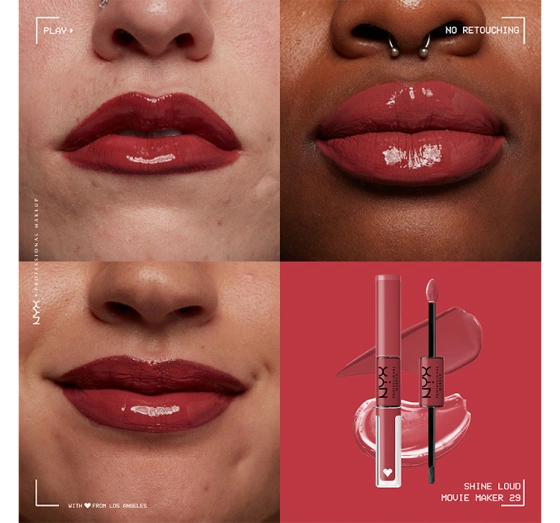 Kliknij na zdjęcie, aby je powiększyć NYX Professional Makeup Shine Loud Flüssiger Lippenstift 29 Movie Maker 6,8 ml