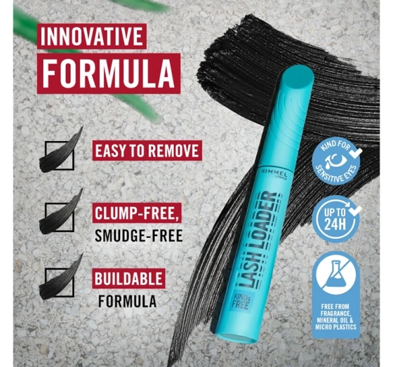 Kliknij na zdjęcie, aby je powiększyć Rimmel Lash Loader vegane Wimperntusche für Volumen 001 Black 9,5ml