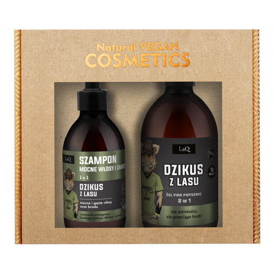 Kliknij na zdjęcie, aby je powiększyć LaQ Dzikus z Lasu Geschenkset für Männer Duschgel 8in1 500 ml + Haarshampoo 300 ml