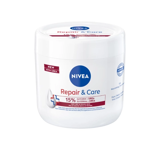 Kliknij na zdjęcie, aby je powiększyć NIVEA REPAIR & CARE UREA FEUCHTIGKEITSSPENDEND-REGENERIERENDE CREME FÜR KÖRPER, GESICHT UND HÄNDE 400ML