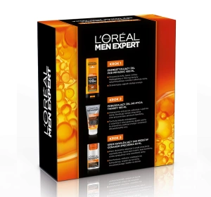L'Oréal Paris Men Expert Hydra Energetic Geschenkset für Männer Duschgel 400 ml + Gesichtsreinigungsgel 100 ml + Gesichtscreme 50 ml