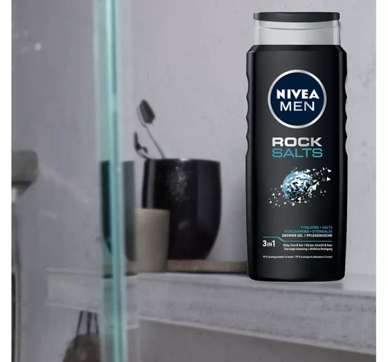 Kliknij na zdjęcie, aby je powiększyć NIVEA MEN ROCK SALT DUSCHGEL FÜR MÄNNER 500ML