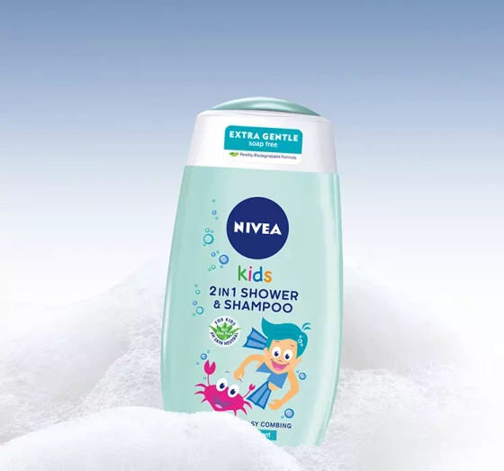Kliknij na zdjęcie, aby je powiększyć NIVEA KIDS 2 IN 1 SHOWER & SZAMPOO DUSCHGEL UND SHAMPOO MAGIC APPLE SCENT 500ML
