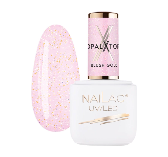 Kliknij na zdjęcie, aby je powiększyć NAILAC OPALX TOP HYBRID TOPCOAT BLUSH GOLD 7ML