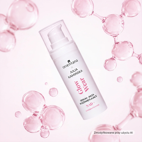 Orientana x Julia Kamińska Longevity Code Glow Wear NAD+ Serum-Grundierung für strahlende Haut – bei müder, fahl und glanzloser Haut 30 ml