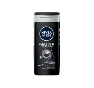 NIVEA MEN Active Clean 3-in-1-Duschgel für Gesicht, Körper und Haare, 250 ml