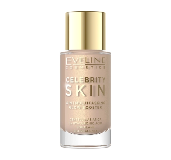 Kliknij na zdjęcie, aby je powiększyć Eveline Cosmetics Celebrity Skin 4in1 Multitasking Glow Booster Multifunktionale Gesichtsbasis 02N Universal Tan 30 ml
