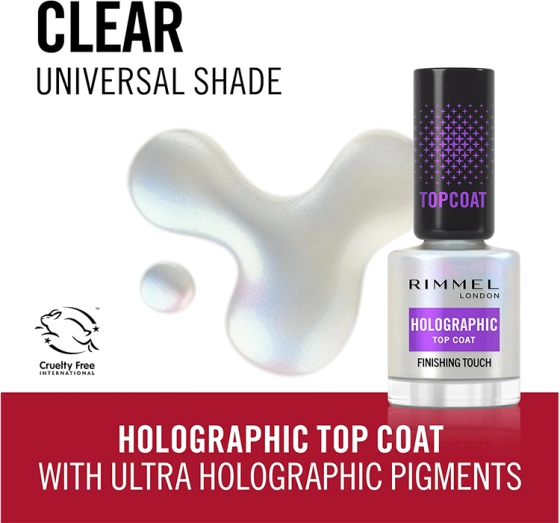 Kliknij na zdjęcie, aby je powiększyć Rimmel Holographic Top Coat Nagellack 12ml