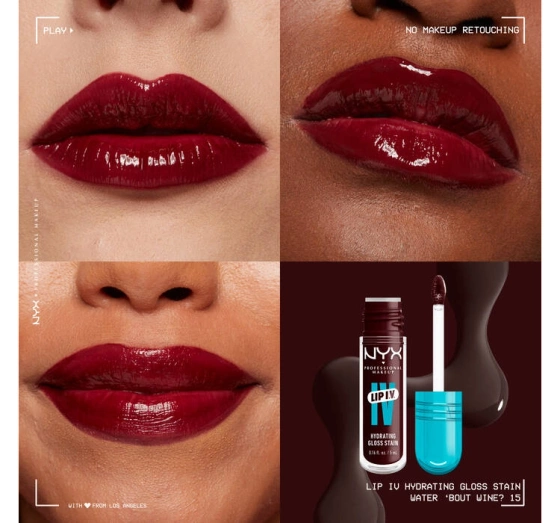 Kliknij na zdjęcie, aby je powiększyć NYX Professional Makeup Lip IV Hydrating Gloss Serum Lip Gloss 15 Water 'Bout Wine? 5ml