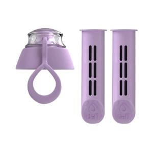 Dafi Soft 2 x Aktivkohlefilter + Verschlusskappe für Wasserflasche Violett